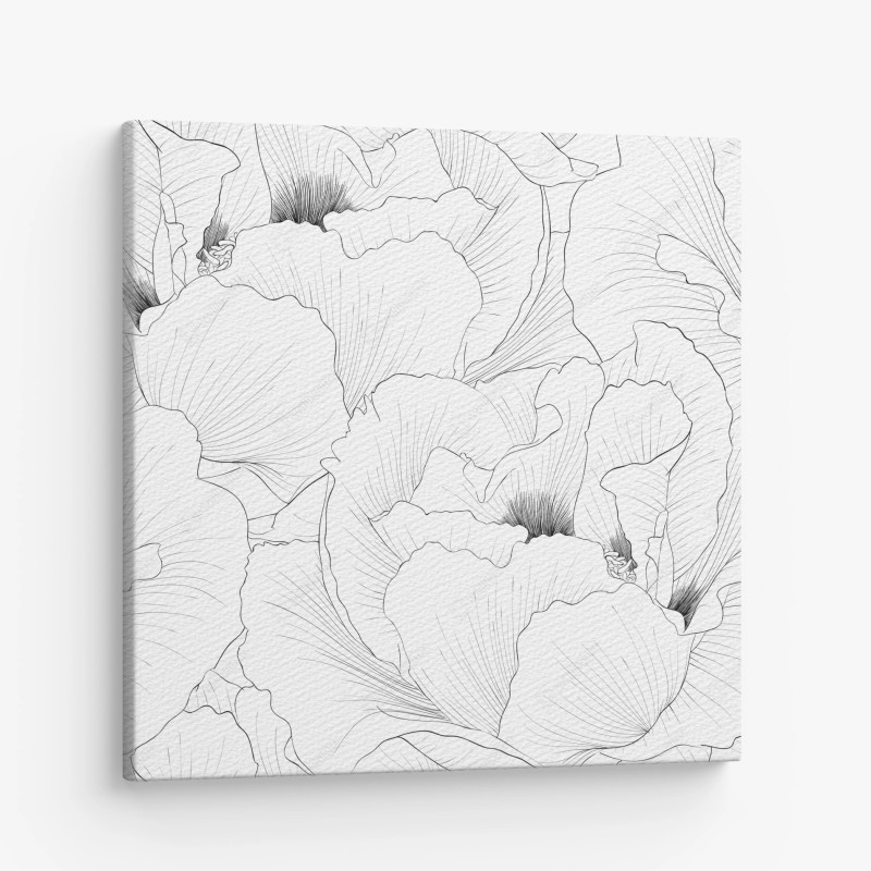 Quadro su tela motivo floreale in bianco e nero