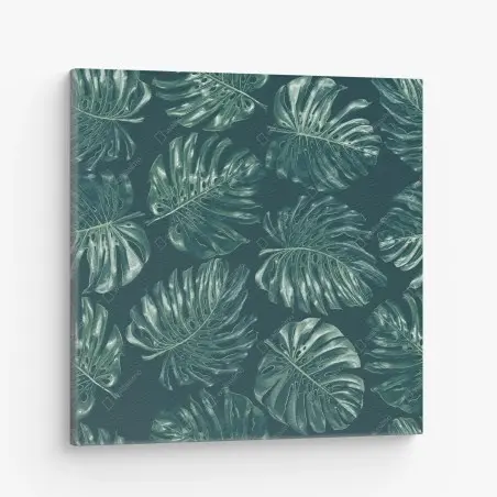 Quadro su tela motivo di foglie di monstera tropicale • Wallissimo®