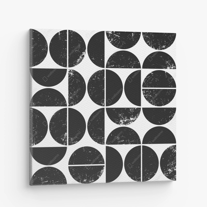 Quadro su tela motivo geometrico astratto in bianco e nero