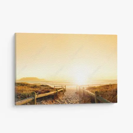 Quadro su tela tramonto dorato su Table Mountain vicino a Città del Capo • Wallissimo®