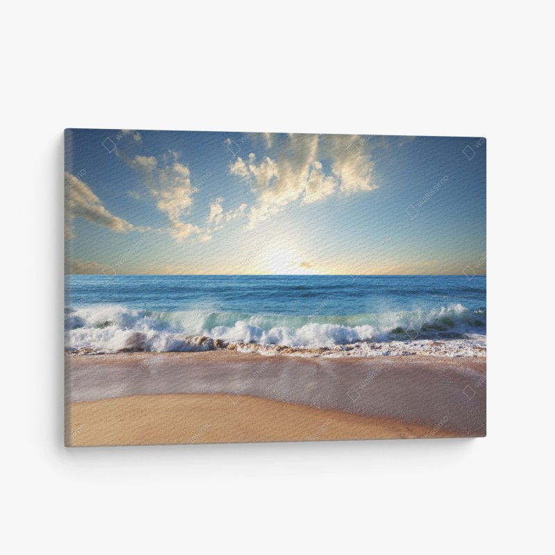 Quadro su tela tramonto dorato sul mare