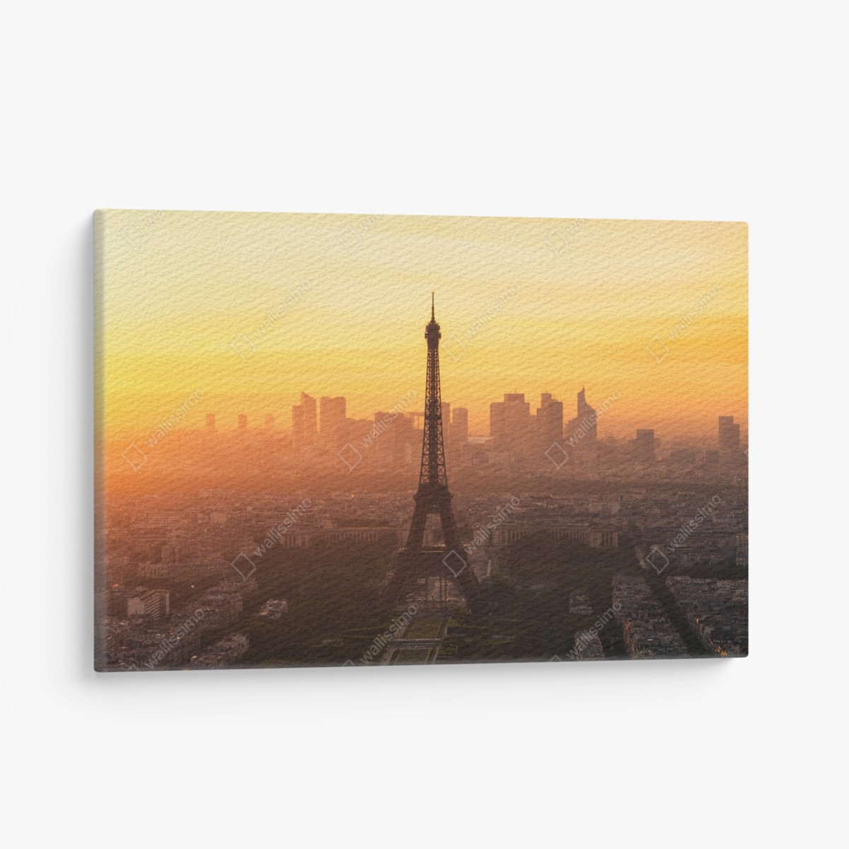 Quadro su tela tramonto dorato sulla Torre Eiffel a Parigi • Wallissimo®