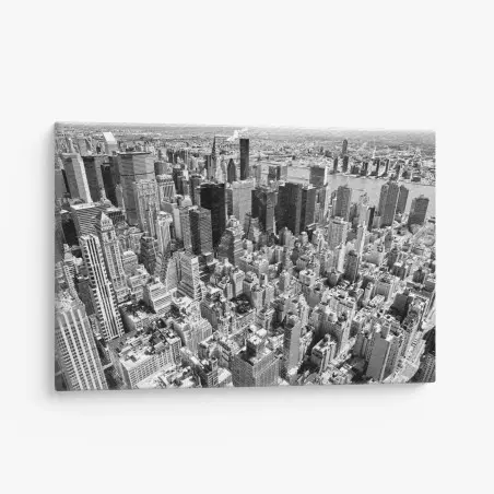 Quadro su tela vista aerea in bianco e nero di Manhattan • Wallissimo®