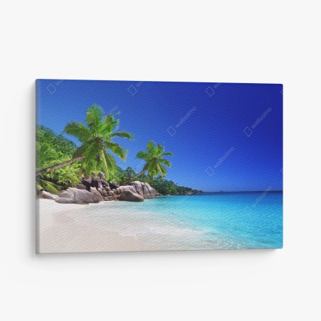 Quadro su tela vista tropicale di palme e mare cristallino • Wallissimo®