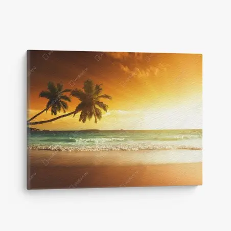 Quadro su tela tramonto dorato sui Caraibi • Wallissimo®