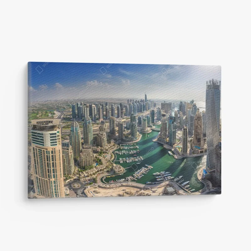 Quadro su tela vista panoramica di Dubai Marina, skyline moderno