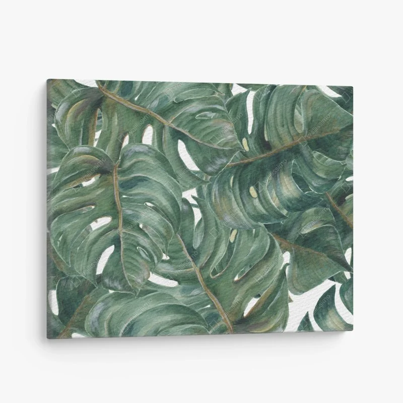 Quadro su tela motivo botanico di foglie di monstera
