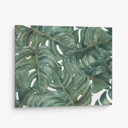 Quadro su tela motivo botanico di foglie di monstera • Wallissimo®