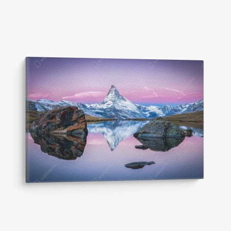 Quadro su tela riflessi del Cervino al crepuscolo • Wallissimo®