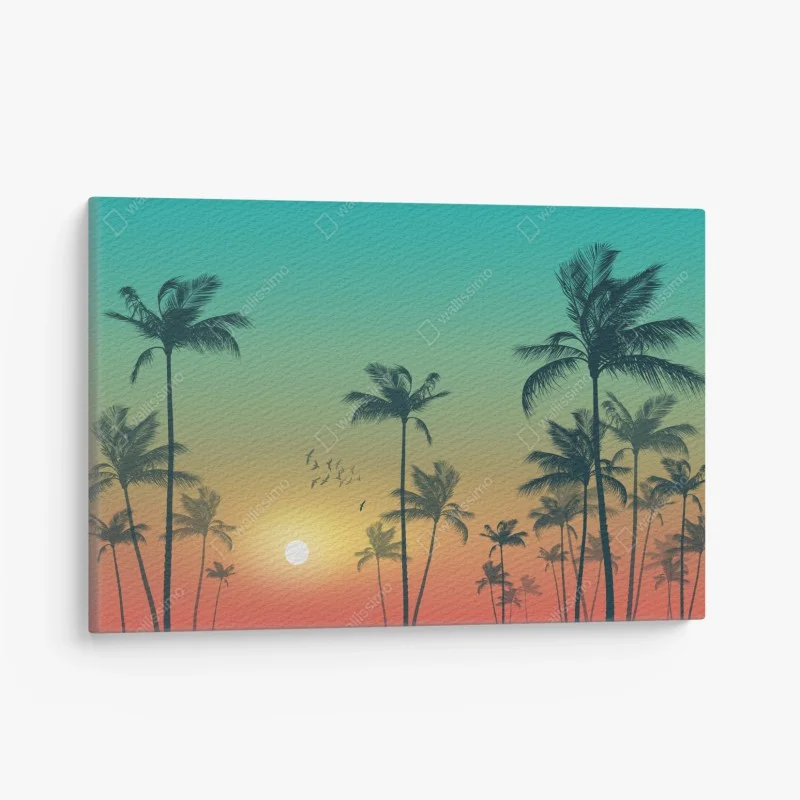 Quadro su tela tramonto tropicale con palme