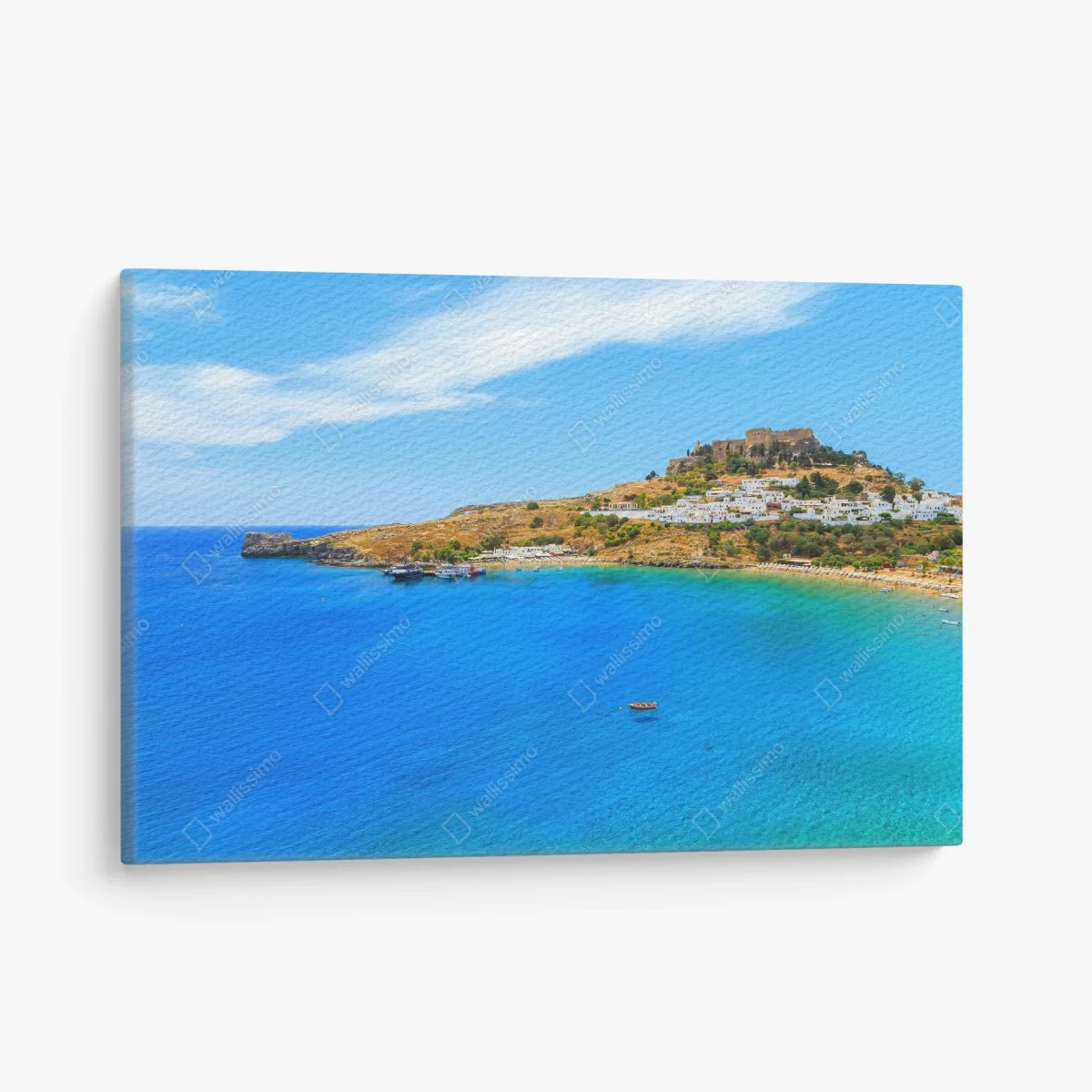 Quadro su tela panorama costiero mediterraneo con borgo e castello • Wallissimo® Quadro su tela panorama costiero mediterraneo con borgo e castello • Wallissimo®