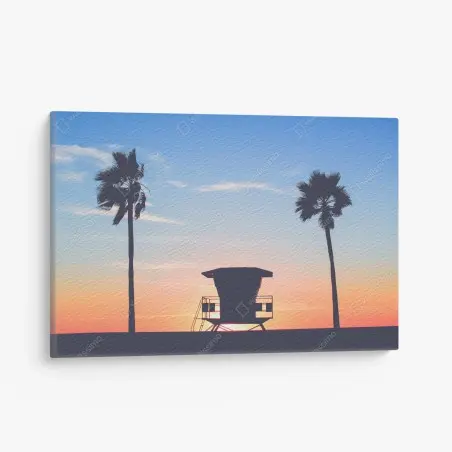 Quadro su tela tramonto tropicale con torretta di salvataggio • Wallissimo®