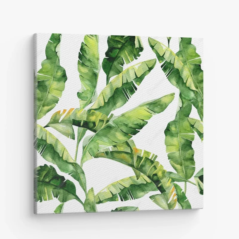 Quadro su tela fogliame tropicale ad acquerello