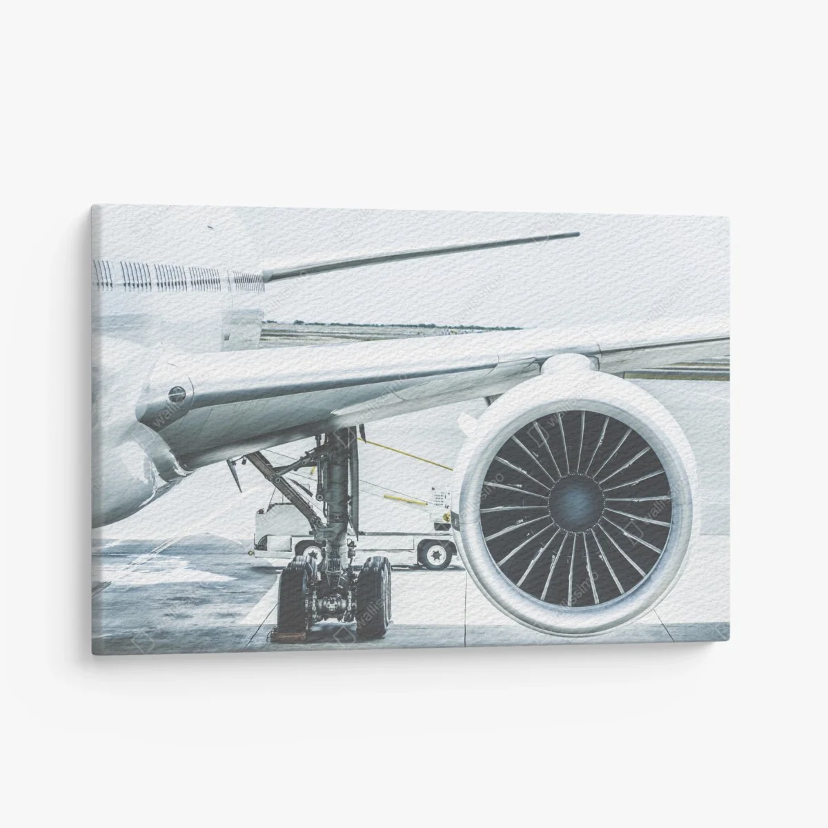 Quadro su tela dettaglio motore d'aereo al gate • Wallissimo® Quadro su tela dettaglio motore d'aereo al gate • Wallissimo®