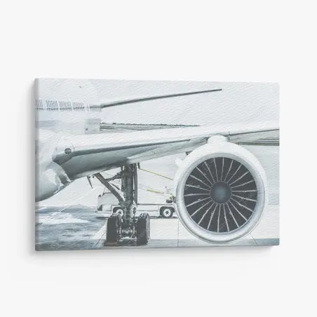 Quadro su tela dettaglio motore d'aereo al gate • Wallissimo®