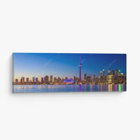 Quadro su tela skyline notturno di Toronto con riflessi sul lago • Wallissimo®