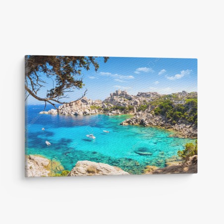 Quadro su tela oasi marina dai colori turchesi • Wallissimo®
