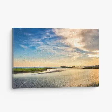 Quadro su tela airone al tramonto nella baia del Chesapeake • Wallissimo®