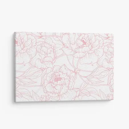 Quadro su tela motivo floreale di peonie rosa su sfondo bianco • Wallissimo®