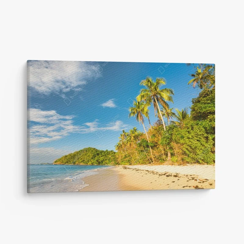 Quadro su tela spiaggia tropicale dorata al tramonto