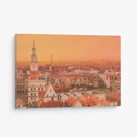 Quadro su tela risveglio dorato nella città storica • Wallissimo®