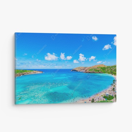 Quadro su tela oasi marina turchese • Wallissimo®