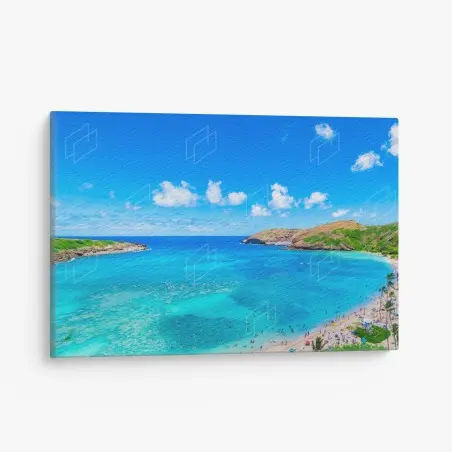 Quadro su tela oasi marina turchese • Wallissimo®
