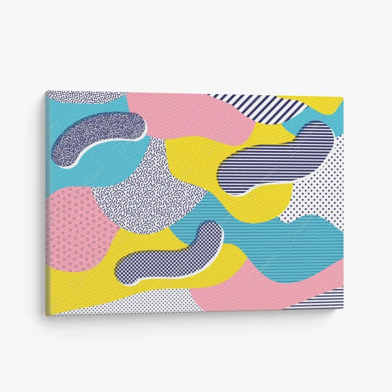 Quadro su tela composizione astratta stile memphis colorata