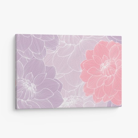 Quadro su tela motivo floreale pastello con linee sottili • Wallissimo®