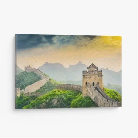 Quadro su tela panorama della Grande Muraglia in Cina al tramonto • Wallissimo®