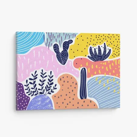 Quadro su tela giardino astratto di cactus e piante • Wallissimo®