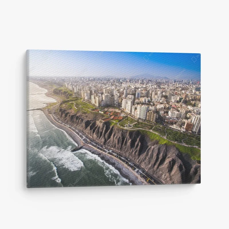 Quadro su tela panorama costiero di Miraflores, Lima