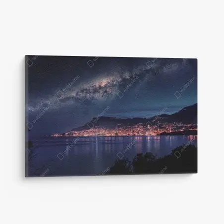 Quadro su tela panorama costiero notturno sotto la Via Lattea • Wallissimo®