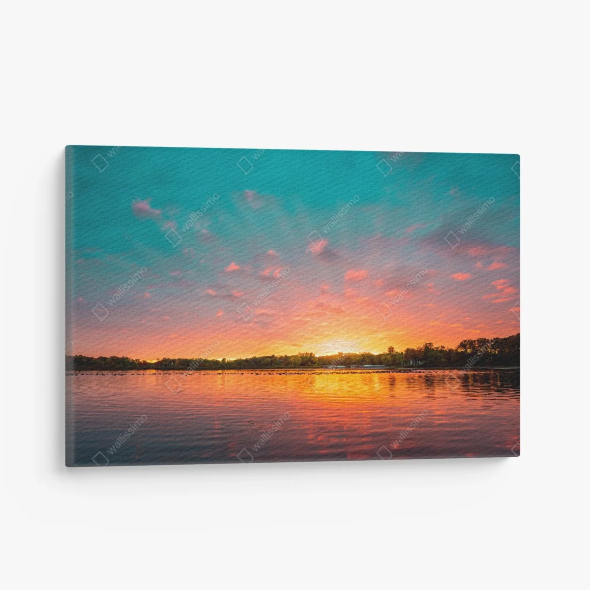 Quadro su tela tramonto vibrante sul lago • Wallissimo® Quadro su tela tramonto vibrante sul lago • Wallissimo®