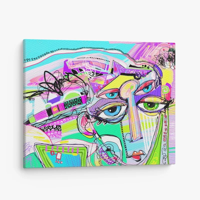 Quadro su tela volto astratto cromatico