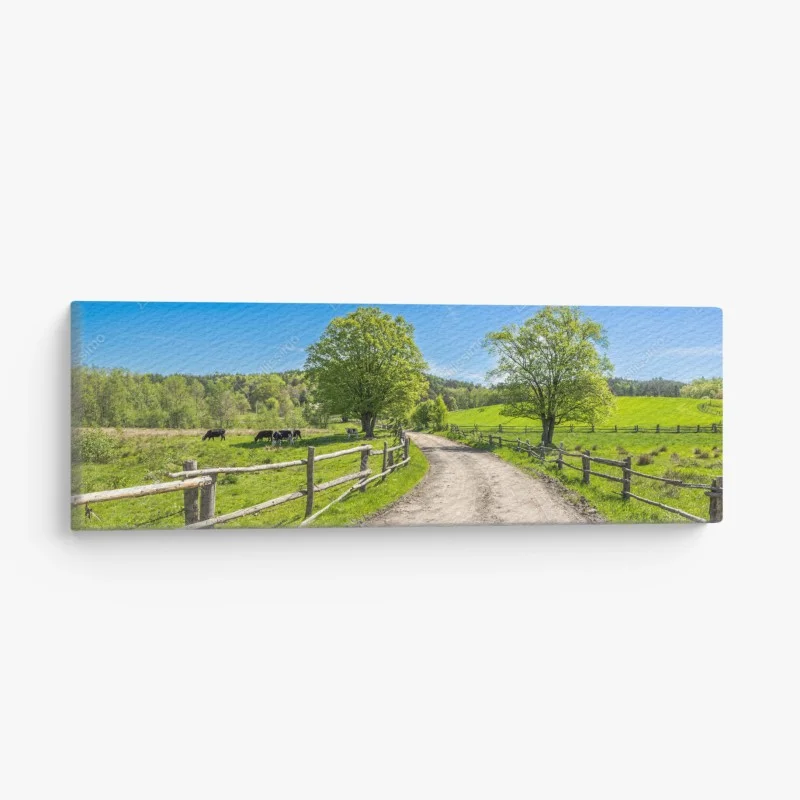 Quadro su tela paesaggio rurale primaverile con strada sterrata