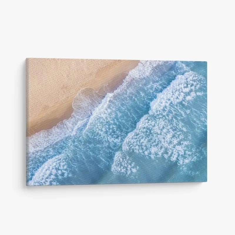 Quadro su tela onde azzurre sulla spiaggia