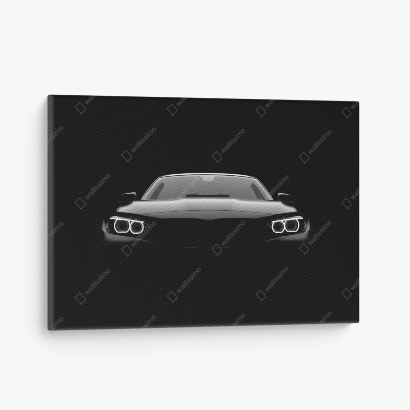 Quadro su tela silhouette elegante di auto sportiva in controluce