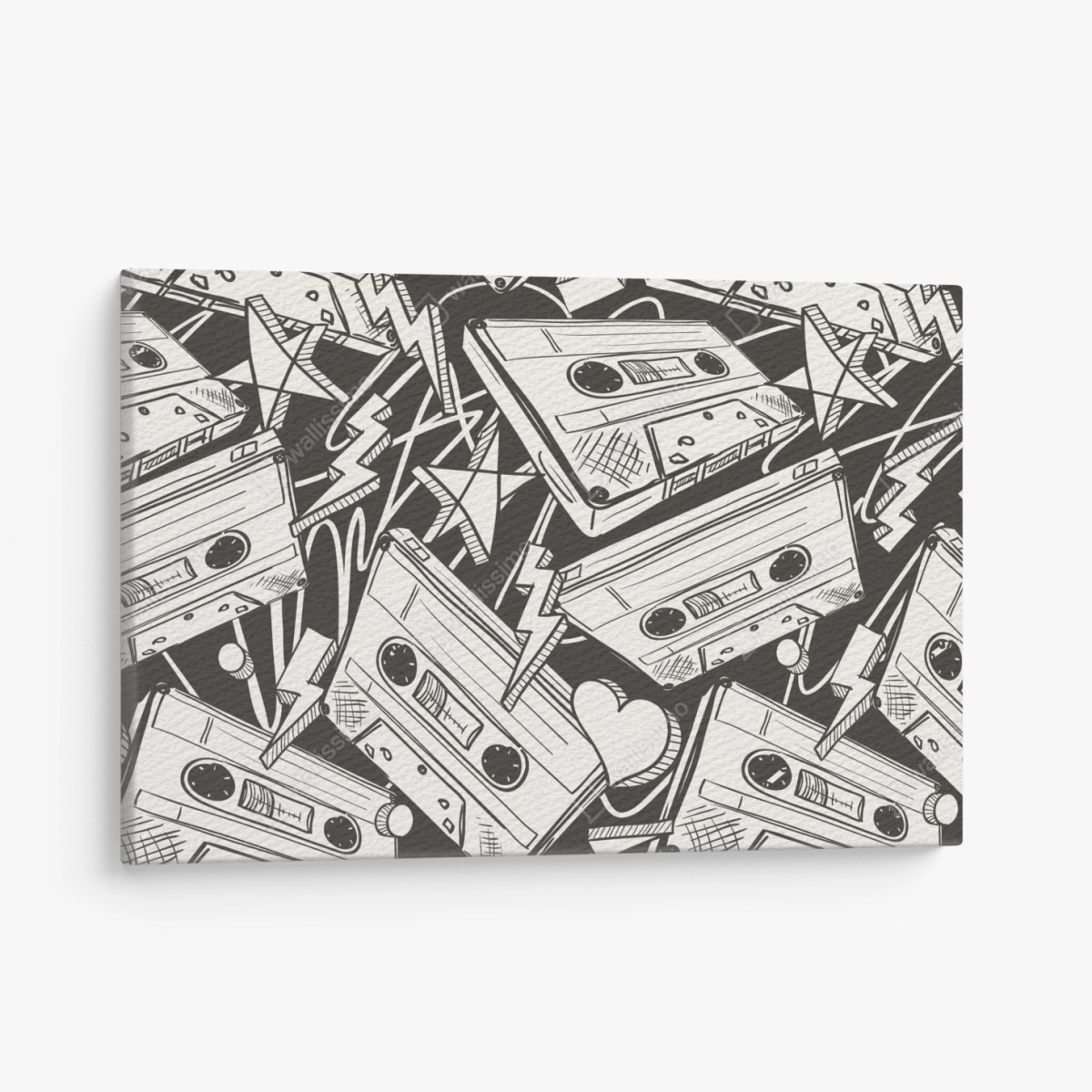 Quadro su tela motivo vintage di cassette audio • Wallissimo®
