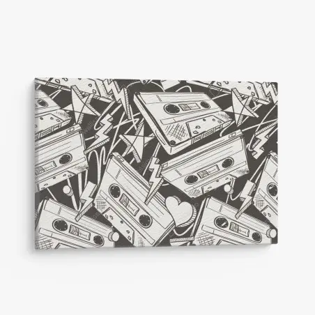 Quadro su tela motivo vintage di cassette audio • Wallissimo®
