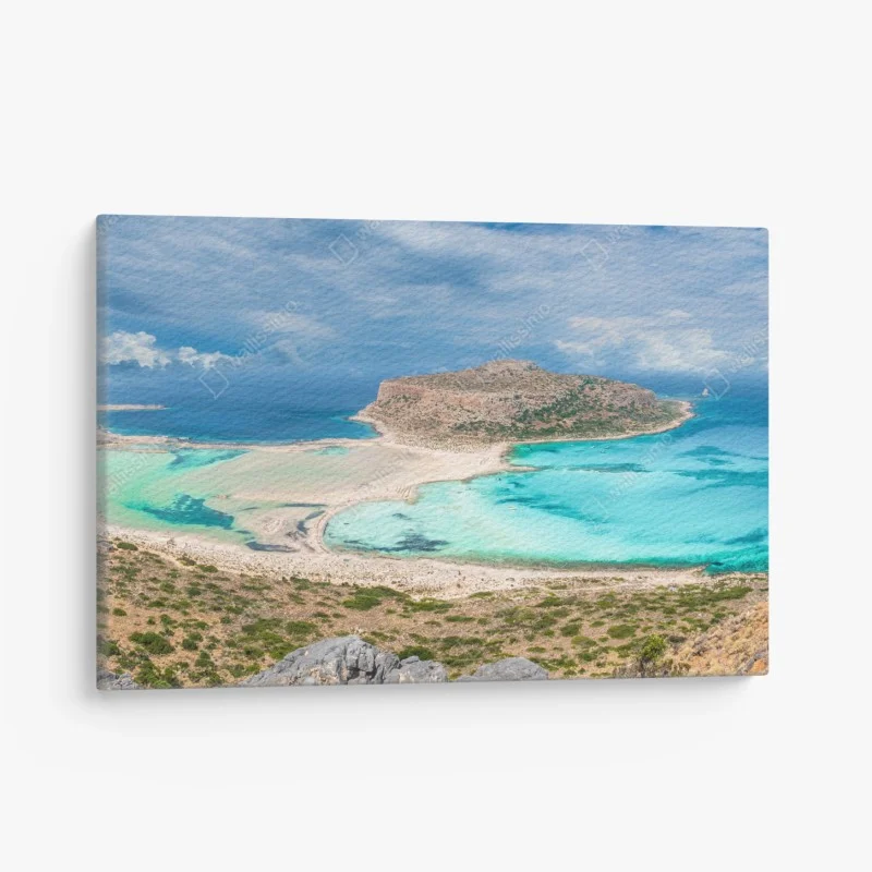Quadro su tela panorama incantevole della laguna di Balos e dell'isola di Gramvousa, Creta