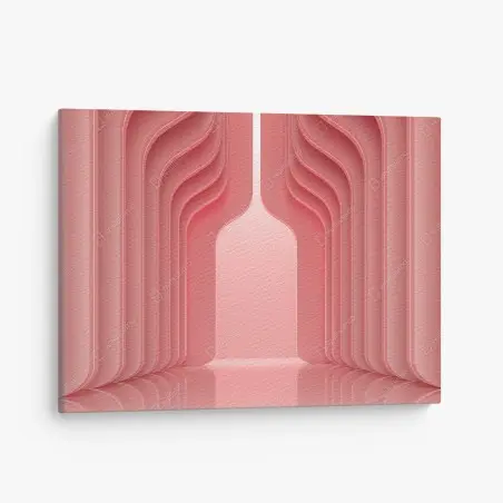 Quadro su tela interno rosa corallo con archi ondulati • Wallissimo®