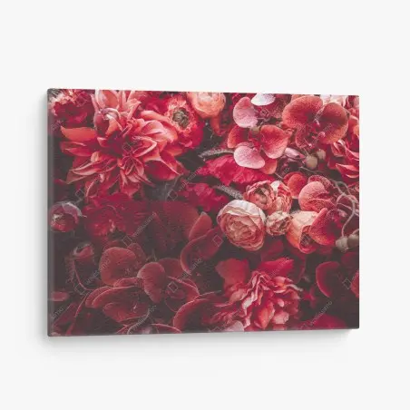 Quadro su tela composizione floreale rossa e lussuosa • Wallissimo®