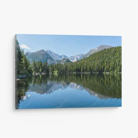 Quadro su tela riflessi di montagna sul lago tranquillo • Wallissimo®