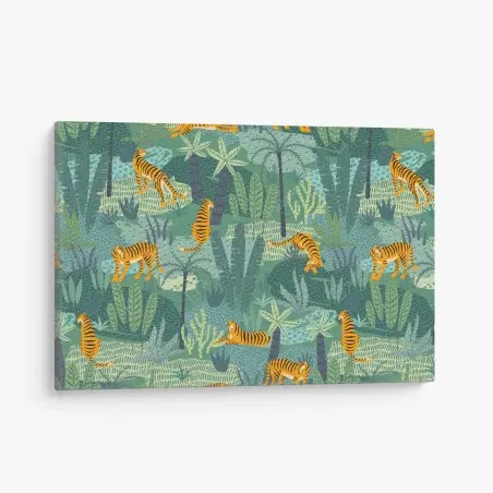 Quadro su tela tigri nella giungla tropicale • Wallissimo®