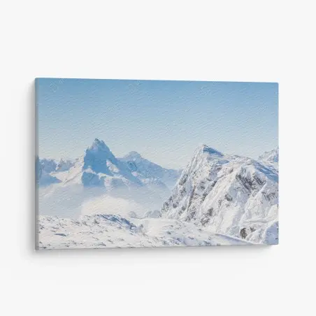Quadro su tela vette innevate all'orizzonte • Wallissimo®