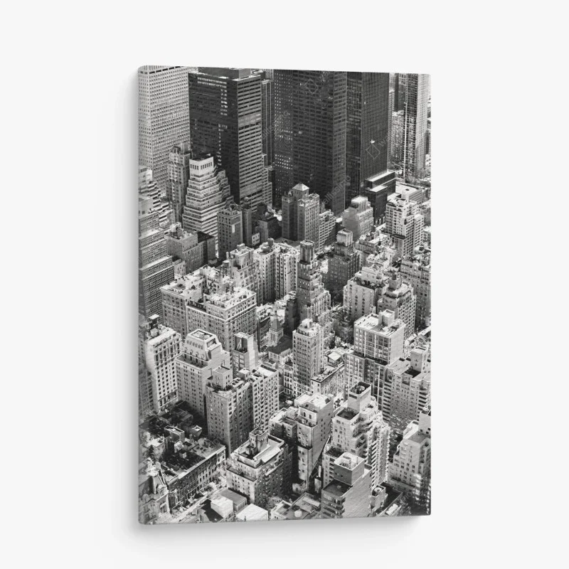 Quadro su tela panorama aereo di Manhattan in bianco e nero