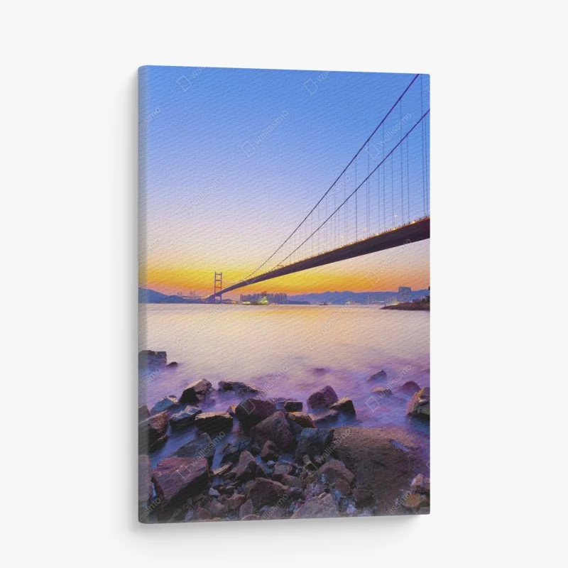 Quadro su tela tramonto sul ponte sospeso