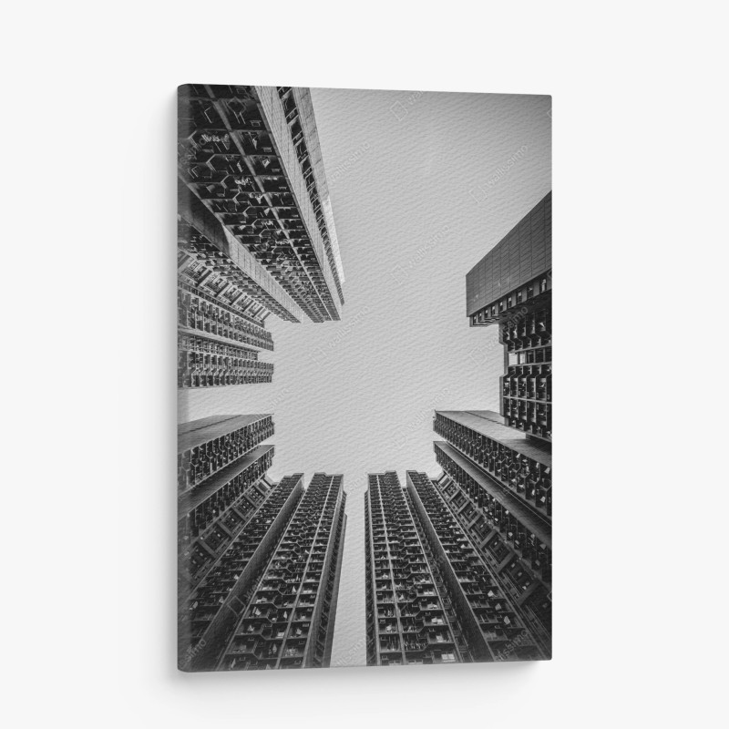 Quadro su tela geometrie verticali della città