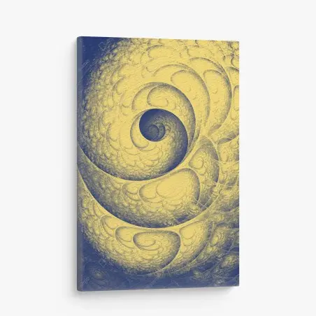 Quadro su tela spirale frattale in giallo e blu • Wallissimo®